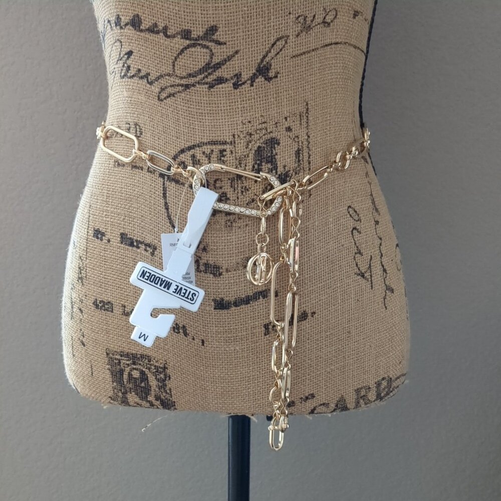 NWT Steve Madden Womens Link Gold Metal Chain Belt Size M